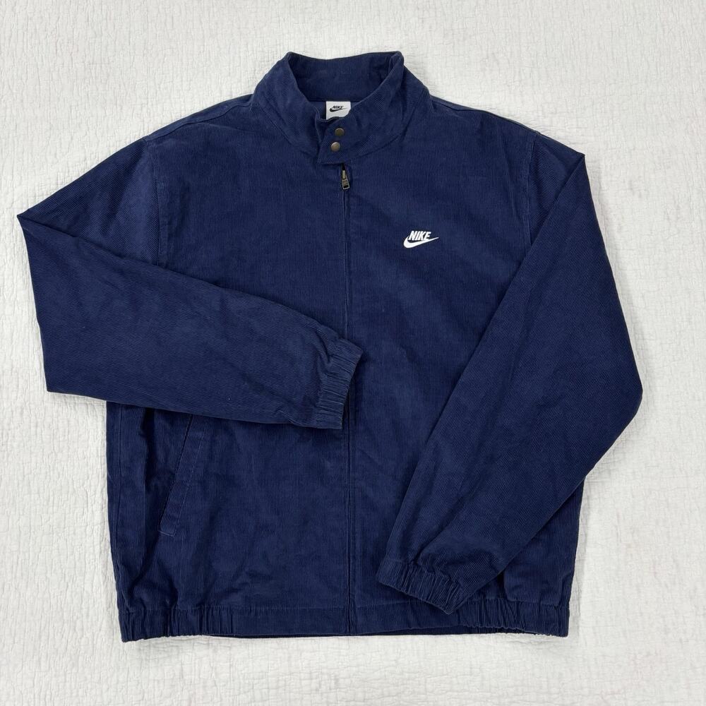 Nike Corduroy Street Bomber Jacket Mens Size Large Coat Full Zip Blue Skater